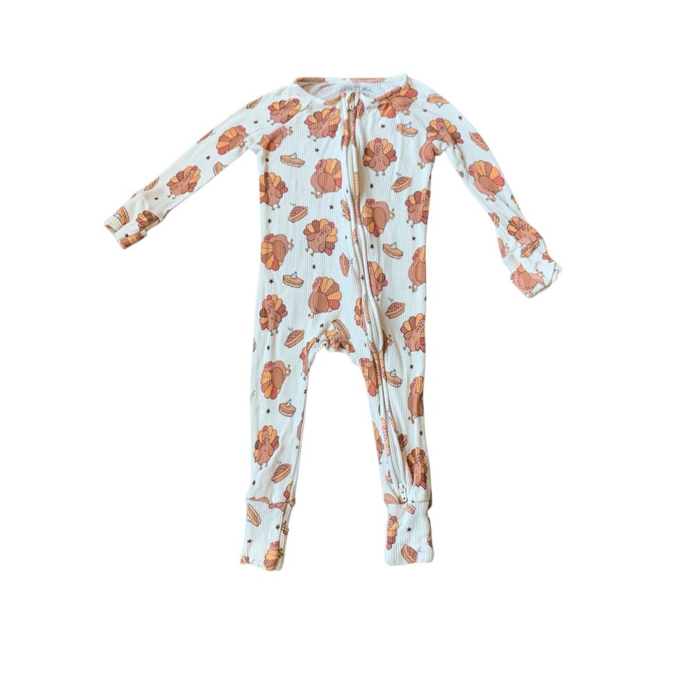 Caden Lane Waffle Knit Turkey Treats Convertible Romper